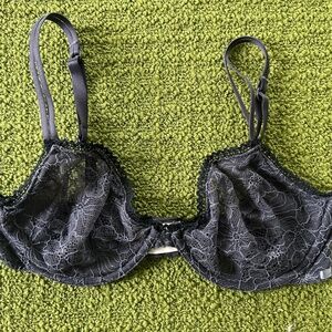 Calvin Klein Underwire Lace Bra Charcoal Grey 34D